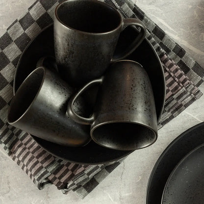 Mug Purist 420 ml | Lot de 6 | Noir | Grès | Fabriqué au Portugal