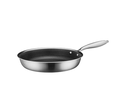 Vulcano Ceramica Frying Pan, ceramic coated with honeycomb structure | Silver / Black | 18/10 Stainless Steel