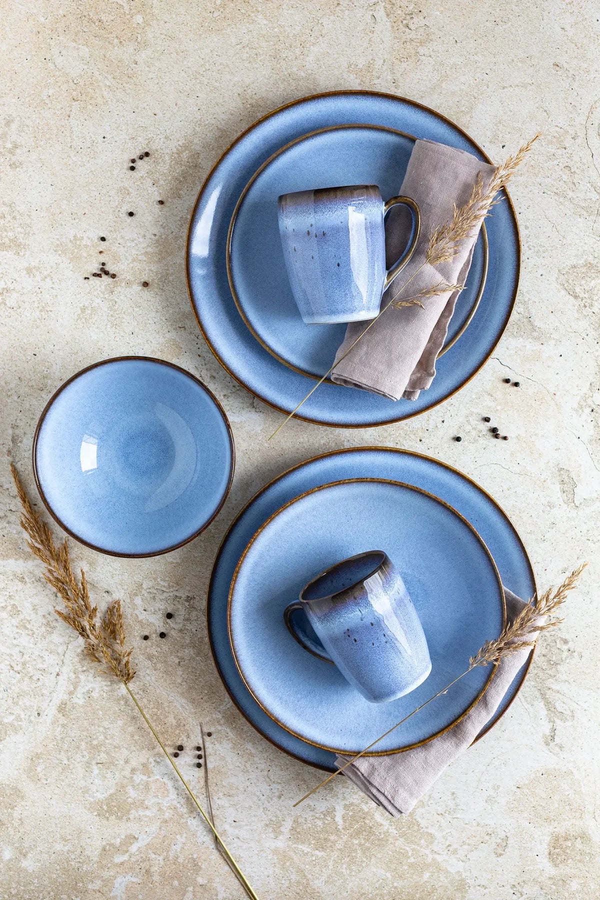 Fume Frühstückset | 12-tlg. | Blau | Steinzeug | Made in Portugal