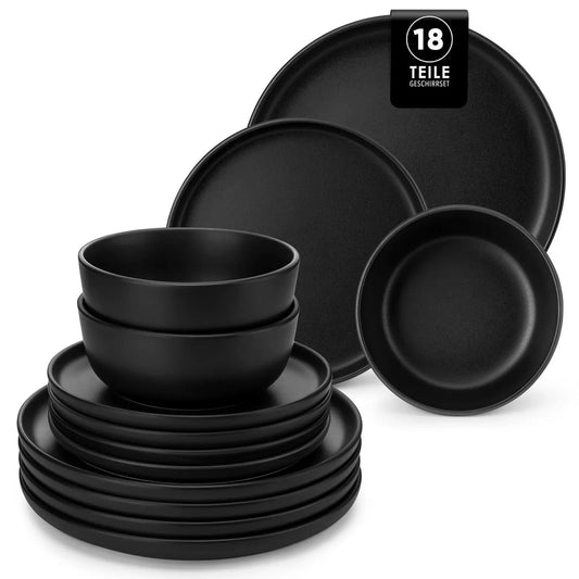 "Chic" Kollektion | 18/36-tlg. Geschirr Set | Schwarz | Steingut
