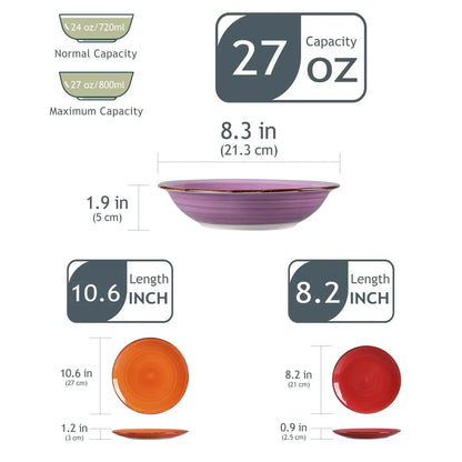 "Circle" Kollektion | 18/36-tlg. Geschirr Set | Bunt | Steingut - Töpferkunst | Steingut Geschirrsets