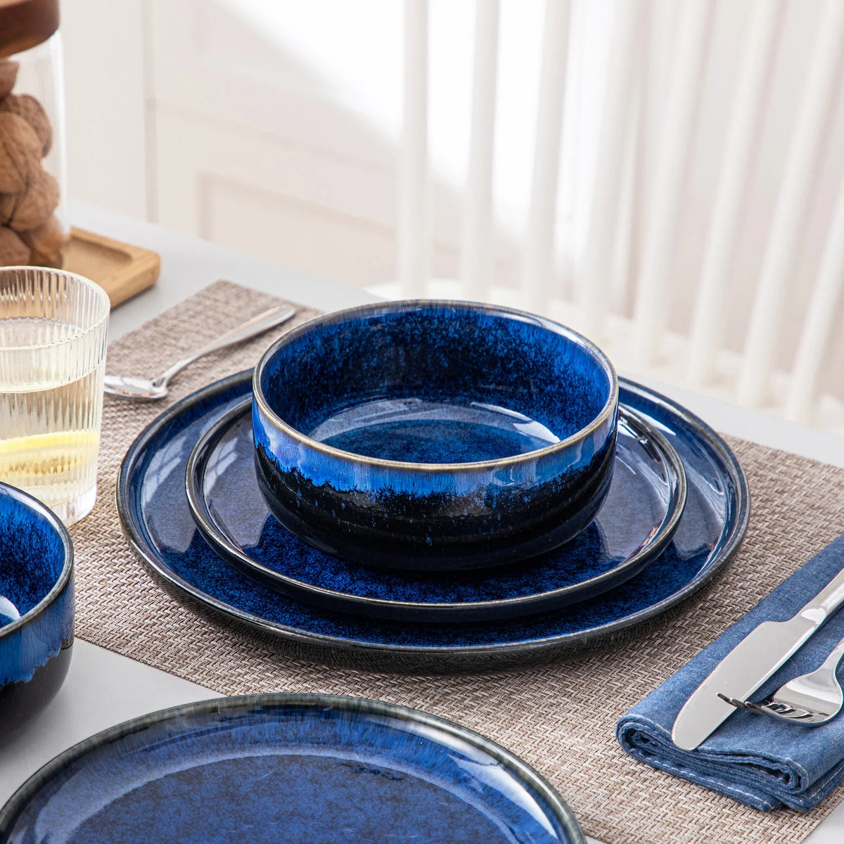 "Color - Pure" Kollektion | abgerundet | 18/36-tlg. Geschirr Set | Blau | Steingut - Töpferkunst | Steingut Geschirrsets