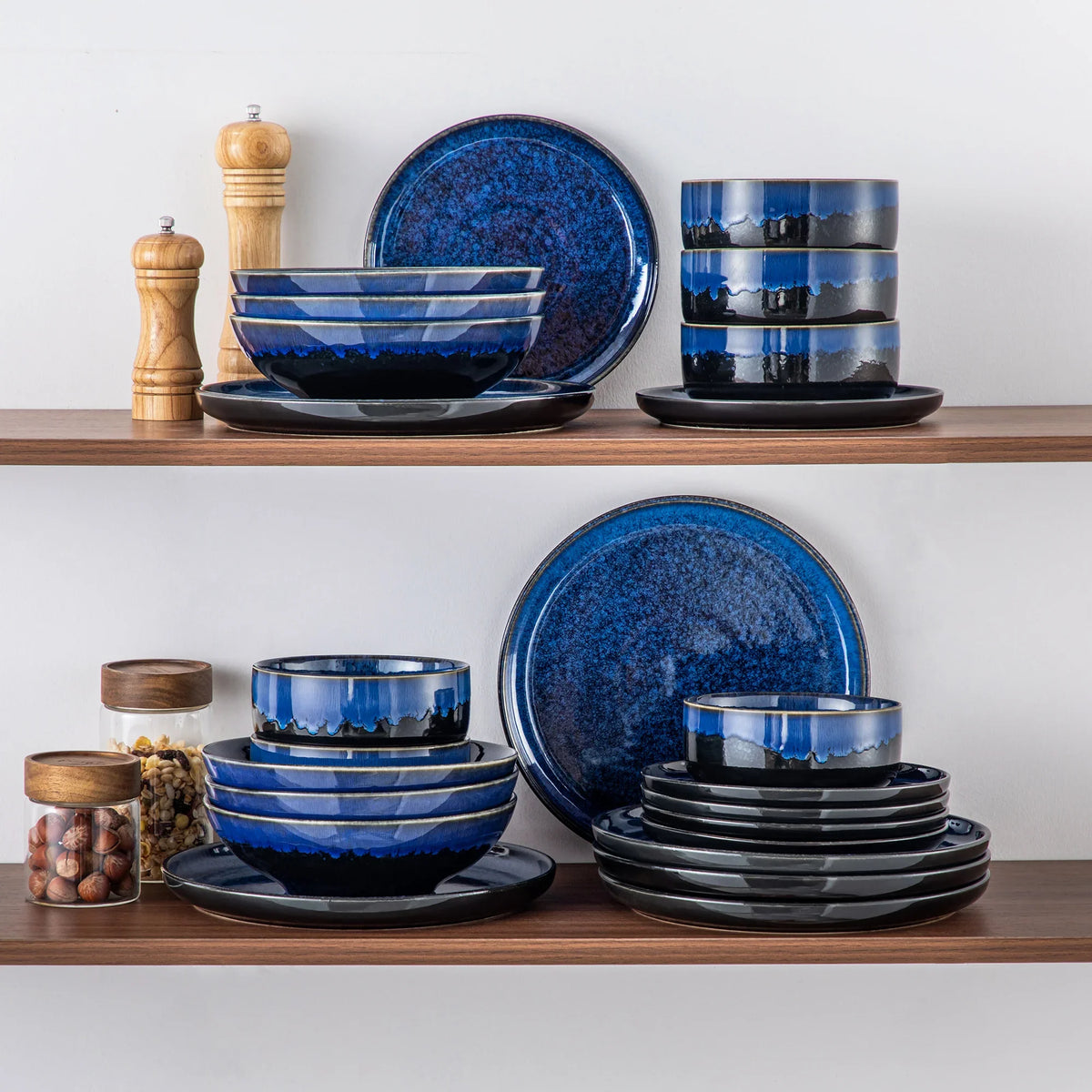 "Color - Pure" Kollektion | abgerundet | 24/48-tlg. Geschirr Set | Blau | Steingut - Töpferkunst | Steingut Geschirrsets