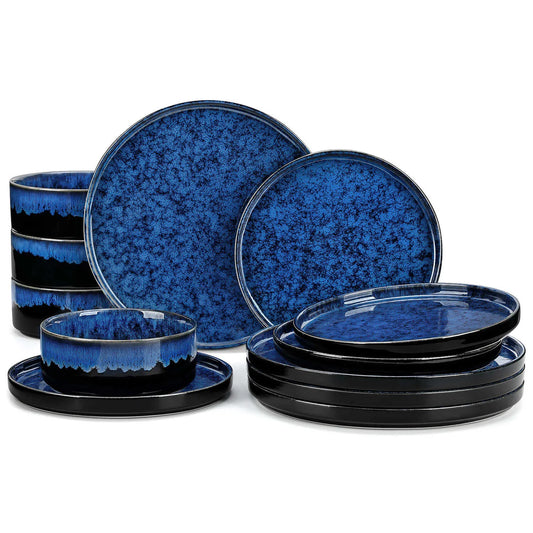 "Color - Pure" Kollektion | geradlinig | 12/24/36-tlg. Geschirr Set | Blau | Steingut - Töpferkunst | Steingut Geschirrsets