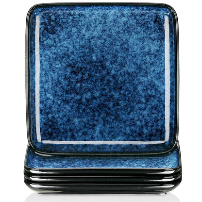 "Color square" Kollektion | 4/8/12-tlg. Speiseteller Set | Blau | Steingut - Töpferkunst | Steingut Geschirrsets