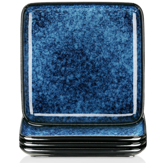 "Color square" Kollektion | 4/8/12-tlg. Speiseteller Set | Blau | Steingut - Töpferkunst | Steingut Geschirrsets