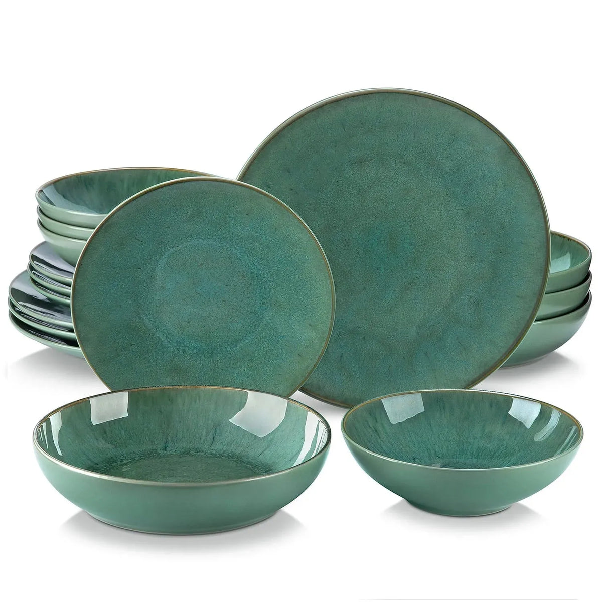 "Elegance" Kollektion | Geschirr Set 16/32/48-tlg. | grün | Steingut - Töpferkunst | Steingut Geschirrsets