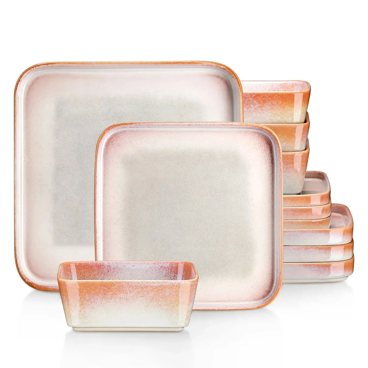 "Fog" Kollektion | 12/24/36-tlg. Geschirr Set | Orange | Steingut - Töpferkunst | Steingut Geschirrsets