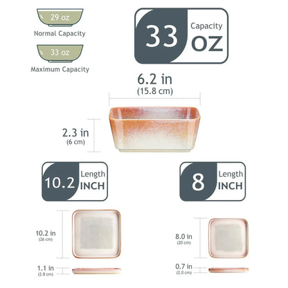 "Fog" Kollektion | 12/24/36-tlg. Geschirr Set | Orange | Steingut - Töpferkunst | Steingut Geschirrsets