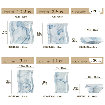 "Nordic" Kollektion | Geschirr Set 26-tlg. | weiß-blau | Porzellan - Töpferkunst | Steingut Geschirrsets