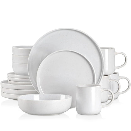 "Glaze" Kollektion | Geschirr Set 16/32/48-tlg. | weiß | Steingut - Töpferkunst | Steingut Geschirrsets