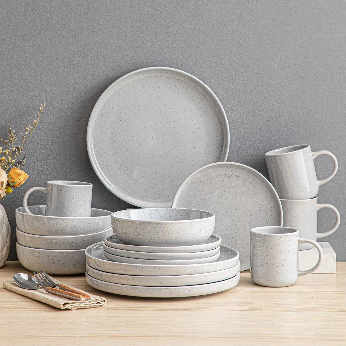"Glaze" Kollektion | Geschirr Set 16/32/48-tlg. | weiß | Steingut - Töpferkunst | Steingut Geschirrsets
