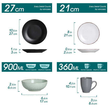 "Vintage" Kollektion | 16/32/48-tlg. Geschirr Set | Mehrfarbig | Steingut - Töpferkunst | Steingut Geschirrsets