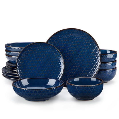 "Zen" Kollektion | 16/32/48-tlg. Geschirr Set | Blau | Steingut - Töpferkunst | Steingut Geschirrsets