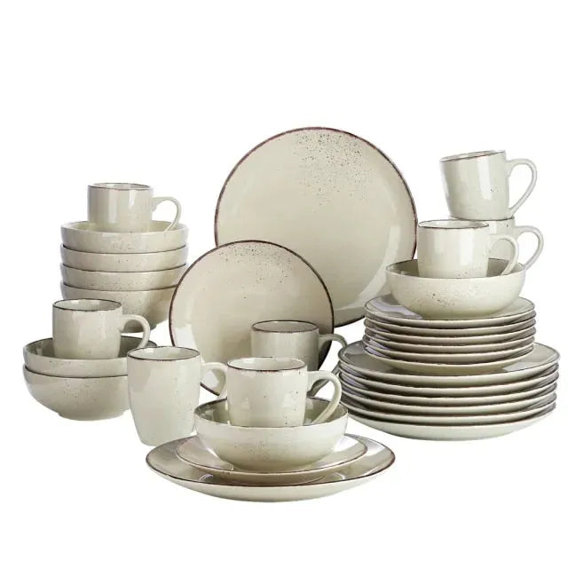 "Retro" Kollektion | Geschirr Set 16/32/48-tlg. | grau | Steingut - Töpferkunst | Steingut Geschirrsets